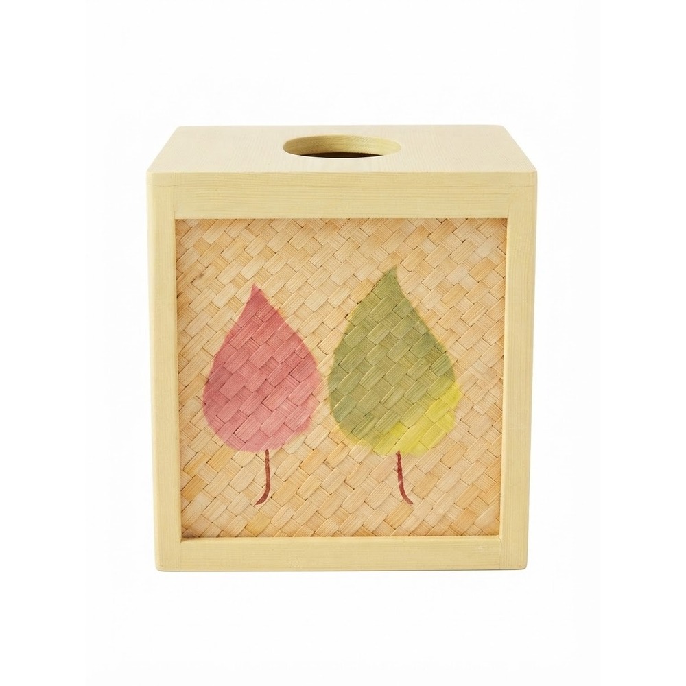 Croscill La Jolla Tissue Dispenser Vintage Woven Wood Square Tissue Box Cover
